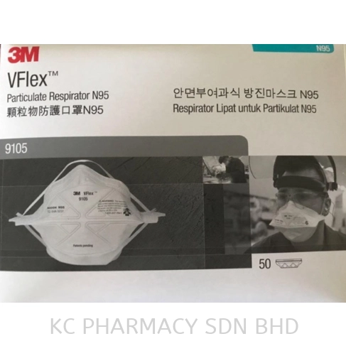 3M 9105 Vflex N95 Particulate Disposable Respirator/ Haze/ Dust/ Mist 