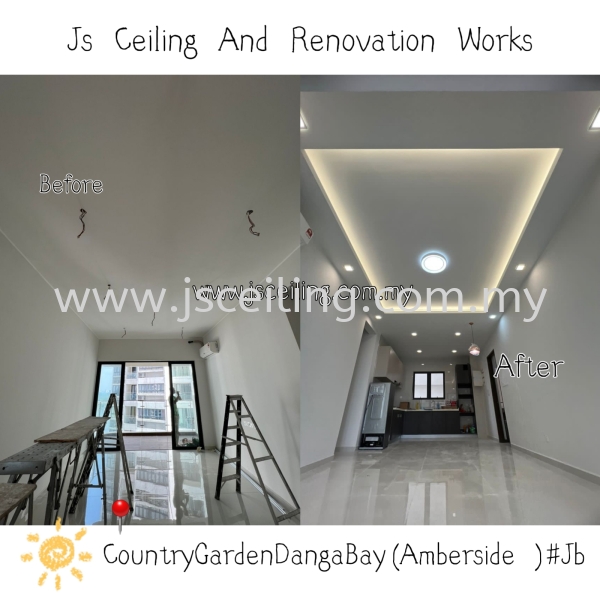 Cornices Ceiling Design #CountryGardenDangaBay #Amberside  #Jb. #Living Hall Lightholder design #included Wiring #Led eyeball #Inner Light Led strip #Free On-site Quotations. #Free on-site Measurement  Cornices Ceiling #CountryGardenDangaBay (Amberside )Jb Johor Bahru (JB) Design, Supply, Supplier | JS Ceiling and Renovation Works