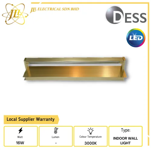 DESS GLJT4639-CHAMPAGNE GOLD 16W 240V 3000K INDOOR LED WALL LIGHT