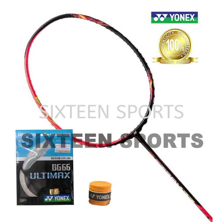 Yonex Astrox 77 Shine Red Badminton Racket Frame (Come with Yonex String & Ac102ex Overgrip)