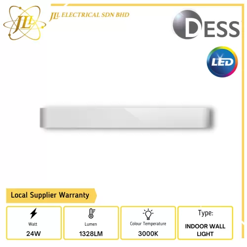 DESS GLZO4134-SAND WHITE 24W 240V 1328LM 3000K INDOOR LED WALL LIGHT