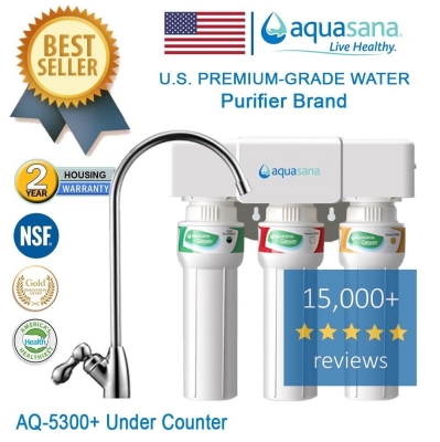 (COUNTER TOP) AQUASANA AQ-5300+CT Water Filter Water Purifier Filter - (4 NSF Approved, 2 Years Housing Warranty)
