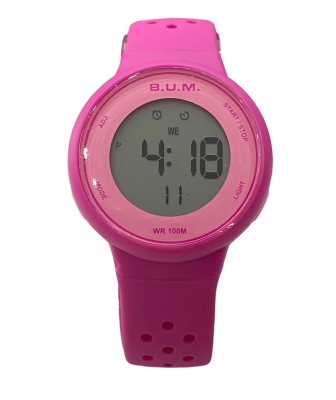 &#65532;B.U.M Equipment Digital Pink Silicon Strap Ladies Watch With Special Box and Free 1pc Strap