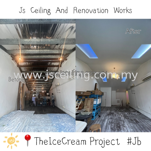 Cornices Ceiling Design #The Ice Cream. Project Shop #Jb #False Ceiling #Closed Partition # Included Wiring #And In Installation #Free On-site Quotations. #Free on-site Measurement  Cornice Ceiling. Design #The Ice Cream Project Shop #Jb Johor Bahru (JB) Design, Supply, Supplier | JS Ceiling and Renovation Works