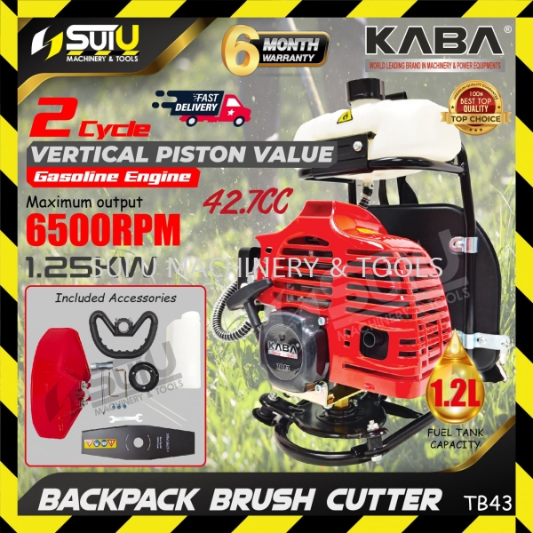 KABA TB43 42.7CC Backpack Brush Cutter / Mesin Rumput 1.25kW 6500RPM Brush Cutter Agriculture & Gardening Kuala Lumpur (KL), Malaysia, Selangor, Setapak Supplier, Suppliers, Supply, Supplies | Sui U Machinery & Tools (M) Sdn Bhd