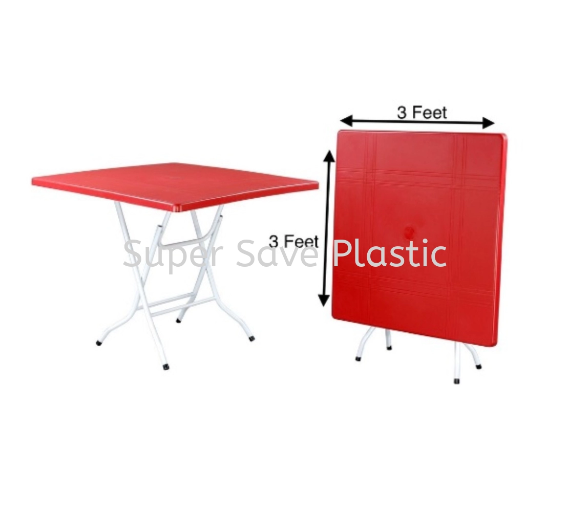 PLASTIC SQUARE FOLDING TABLE 3X3 / MEJA LIPAT PLASTIK / 可折叠方桌 3x3
