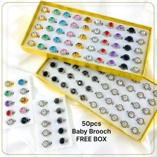 Elegant Brooch 50pcs [FREE BOX] Kerongsang Dagu Pin Tudung Hijab Premium Baby Brooch Muslimah D3126