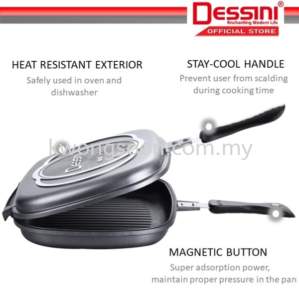 DESSINI ITALY Granite Aluminium Non Stick Double Sided Pressure Grill Fry Pan Cookware Tool (32cm) Wok / Pan Kitchen & Dining Supply Johor Bahru (JB), Malaysia, Johor Jaya Supplier, Wholesaler, Retailer, Supply | Kwong Soon Trading Co.