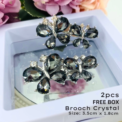 Elegant Brooch Set 2 in 1 Brooch FREE BOX Kerongsang Bahu Rama-Rama Pin Tudung Hijab Brooch Butterfly B3139