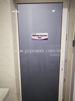 Acrylic with sticker on door signage