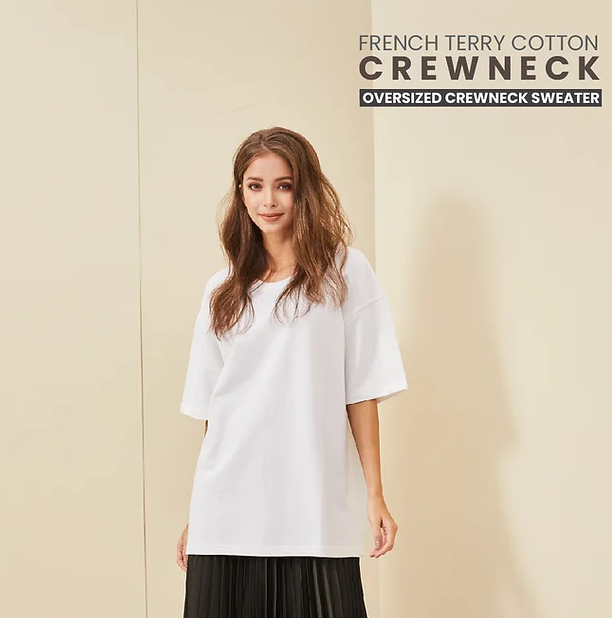 RC08 — LifeFuture™ Cotton 2 COLORS Oversized Fitting Crew Neck Sweater SHORT-SLEEVED 250gsm