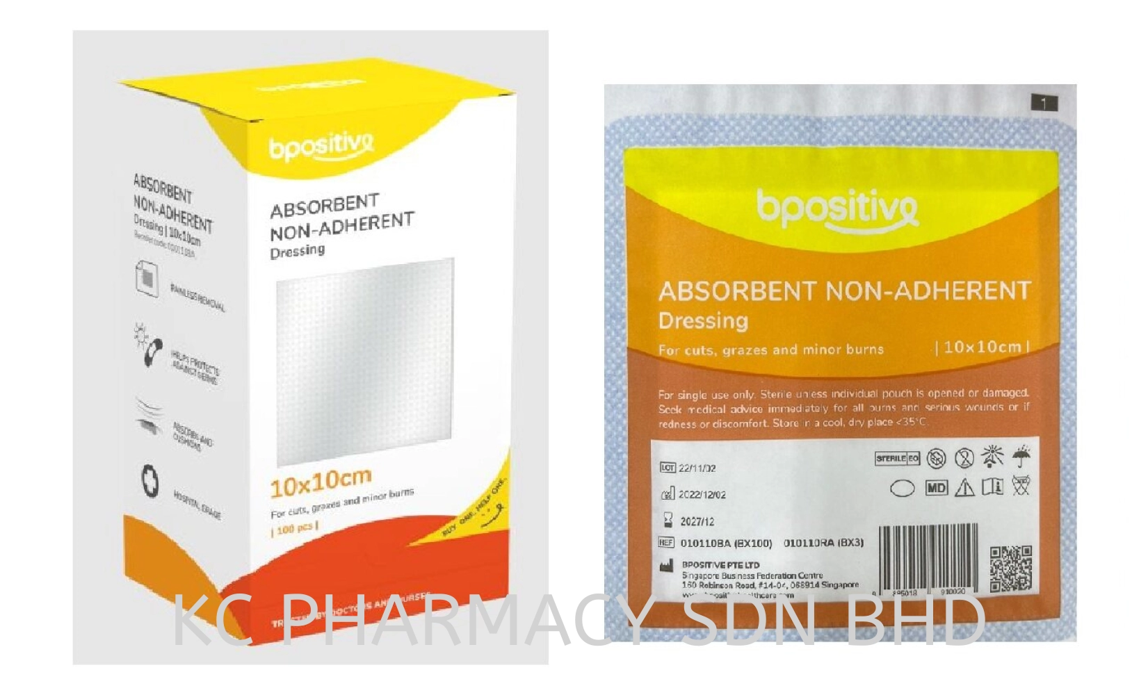 Bpositive Absorbent Non-Adherent 5cm x 5cm (1 BOX) 4pcs / 5cm x 5cm (LOOSE 1's) / 10cm x 10cm (1 BOX) 3pcs / 10cm x 10cm (LOOSE 1's) (EXP:12/2027)