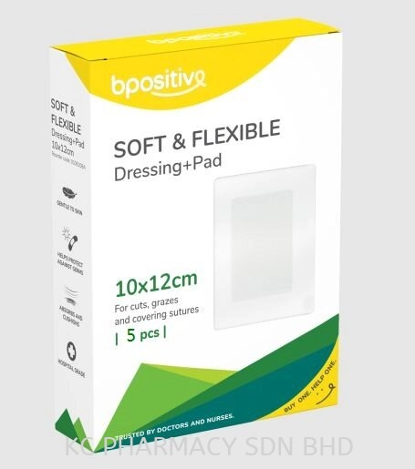 Bpositive Soft & Flexible Dressing+Pad 4cm x5cm (LOOSE) 1's / 5cm x 7cm 5pcs (1 BOX) / 5cm x 7cm (LOOSE) 1's / 6cm x 8cm (LOOSE) 1's / 10cm x 12cm 5pcs (1 BOX) (EXP:11/2025)