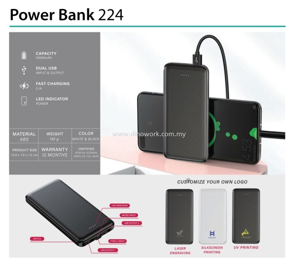 Power Bank 224 Powerbank Electronic / IT Product Johor Bahru (JB), Malaysia Supplier, Wholesaler, Importer, Supply | DINO WORK SDN BHD