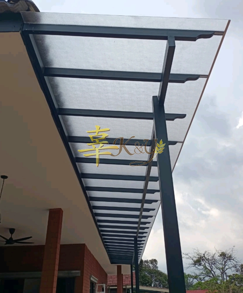 Mild Steel Polycarbonate Clear Color (Nu Serials 3mm) Pergola Roof Awning - Frame Ms 1 1/2x3(1.6) or 2x4(1.6) Hollow , Bean 2x5(1.9/2.3) Hollow, Pillar 4x4(1.9)Hollow 