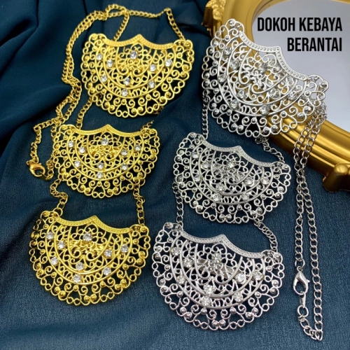 Elegant Brooch Traditional Dokoh Kebaya Berantai Dewasa Pin Tudung Klasik Hijab Baba & Nyonya Accessories