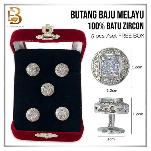 Eksklusif Butang Baju Melayu Nikah [FREE BOX] Malay Buttons Stone Cubic Zirconia BTCZ35