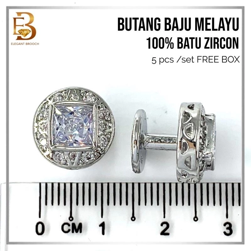 Eksklusif Butang Baju Melayu Nikah [FREE BOX] Malay Buttons Stone Cubic Zirconia BTCZ35