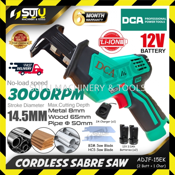 DCA ADJF15 / ADJF1EK 12V 14.5MM Cordless Sabre Saw 3000RPM w/ 2 x Batteries 2.0Ah + Charger Jigsaw , Circular Saw , Sabre Saw, Scroll Saw Power Tool Kuala Lumpur (KL), Malaysia, Selangor, Setapak Supplier, Suppliers, Supply, Supplies | Sui U Machinery & Tools (M) Sdn Bhd