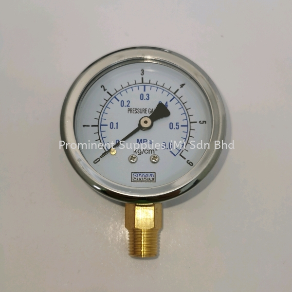 2 1/2'' Dial Pressure Gauge | Bottom Connection 1/4'' | Reading 0 - 0.6 MPa or 0 - 6 kg/cm2 | Stainless Steel Casing | Brass Connector  Pressure Gauge More Products Penang, Malaysia, Perai Supplier, Suppliers, Supply, Supplies | Prominent Supplies (M) Sdn Bhd