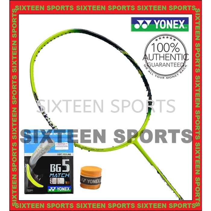 Yonex Astrox 01 Feel Lime Badminton Racket Frame (C/W Yonex BG5 Match string & Ac109 Overgrip)
