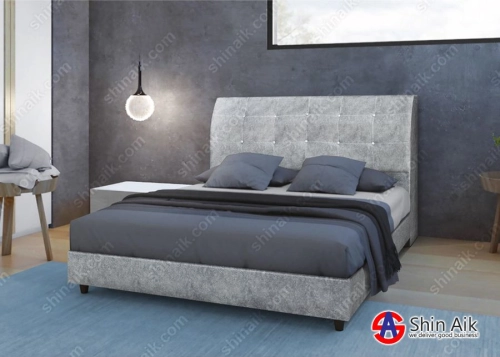 DB58580 (8"HB) Grey Marble Velvet Biscuit Tufted Queen Divan Bed