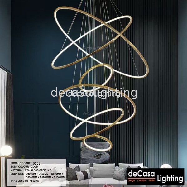 High Ceiling Pendant Ligh - 6 Gold Ring (5553) HIGH CEILING PENDANT LIGHT Selangor, Kuala Lumpur (KL), Puchong, Malaysia Supplier, Suppliers, Supply, Supplies | Decasa Lighting Sdn Bhd