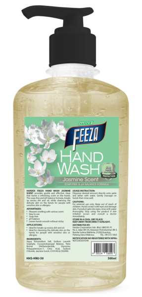 HARDEX FEEZA HAND WASH JASMINE SCENT - 500ML HAND WASH PERSONAL CARE PRODUCTS Pahang, Malaysia, Kuantan Manufacturer, Supplier, Distributor, Supply | Hardex Corporation Sdn Bhd