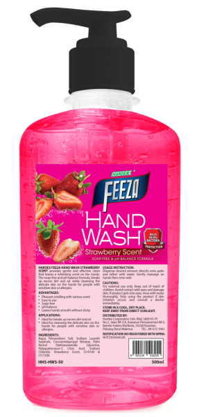 HARDEX FEEZA HAND WASH STRAWBERRY SCENT - 500ML HAND WASH PERSONAL CARE PRODUCTS Pahang, Malaysia, Kuantan Manufacturer, Supplier, Distributor, Supply | Hardex Corporation Sdn Bhd