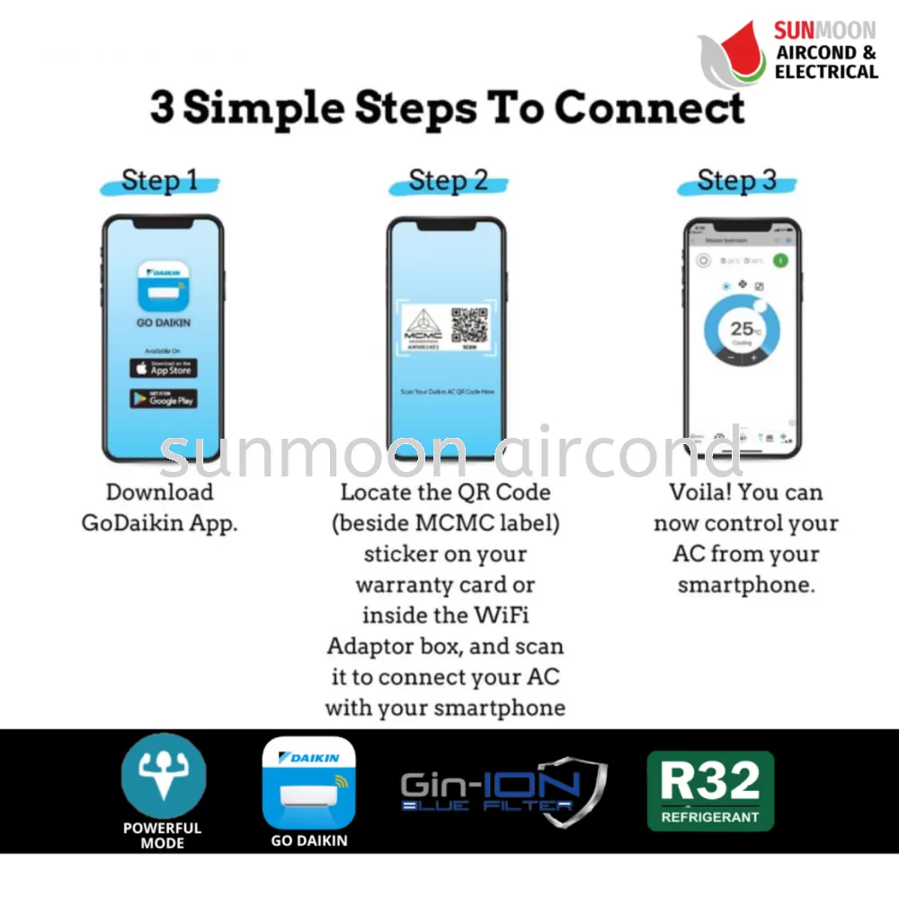 RESIDENTIAL DAIKIN FTV-P SERIES R32 NON-INVERTER (WIFI) - SMART CONTROL AIR CONDITIONER (SELANGOR, SHAH ALAM, KUALA LUMPUR)