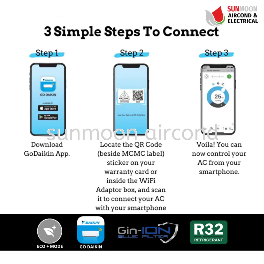 SMART CONTROL FTV-A SERIES DAIKIN PREMIUM AIR CONDITIONER FOR OFFICE - R32 NON-INVERTER (WIFI) 