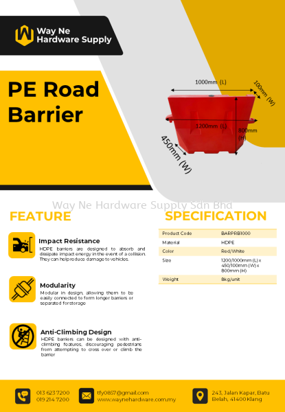 Road Barrier Barrier  Road Safety  Equipment Selangor, Malaysia, Kuala Lumpur (KL), Klang Supplier, Suppliers, Supply, Supplies | Way Ne Hardware Supply Sdn Bhd