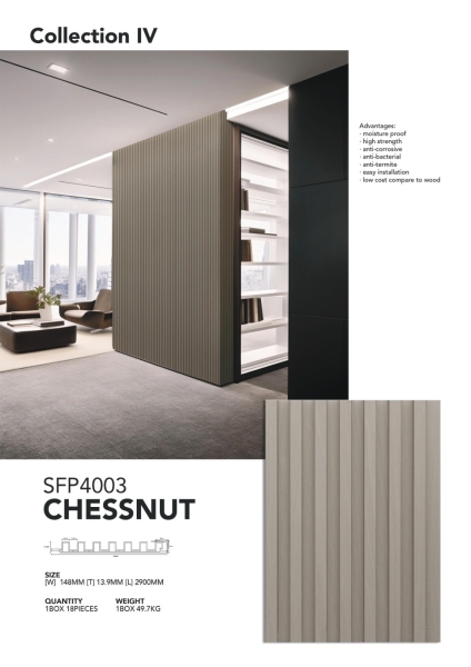 SFP4003 CHESSNUT Collection 4 Fluted Panel Wall Panel Penang, Malaysia, Bukit Mertajam Supplier, Installation, Supply, Supplies | Novelty Flooring (M) Sdn Bhd