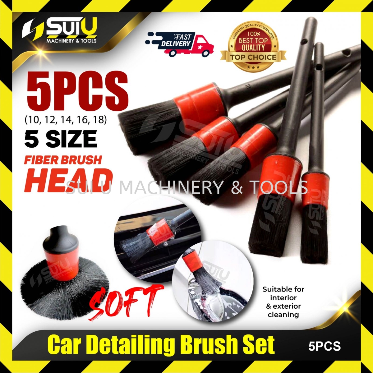 5PCS Car Detailing Brush Set Accessories Car Workshop Equipment