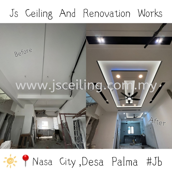 Cornice Ceiling Design #Desa Palma #Jb #Living Hall & Dining Area #Included. Wiring #And Installation #Free On-Site Quotation #Free On- Site Measurement  Cornice Ceiling Design #Desa Palma #Jb Johor Bahru (JB) Design, Supply, Supplier | JS Ceiling and Renovation Works