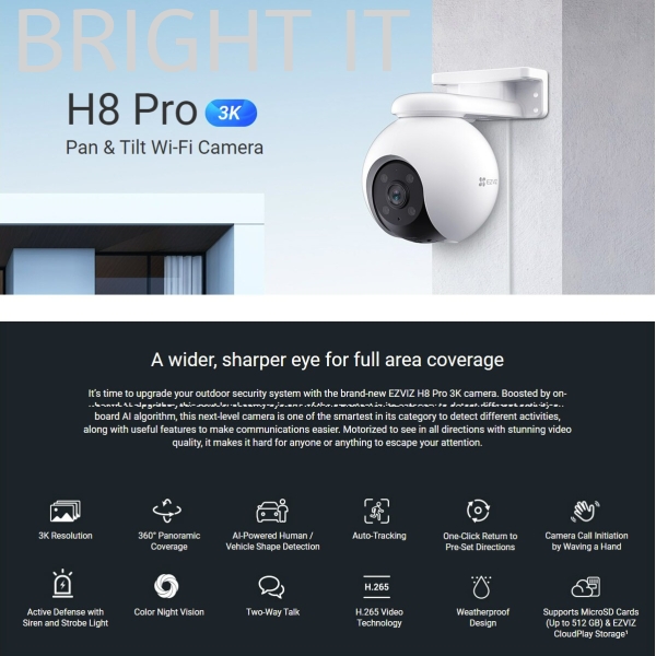 Ezviz H8 Pro 3K Outdoor Pan Tilt WiFi Camera Ezviz CCTV Product Melaka, Malaysia, Batu Berendam Supplier, Suppliers, Supply, Supplies | BRIGHT IT SALES & SERVICES