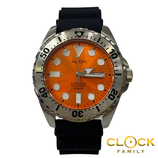 Alba AL4497X Automatic Dial Oren Mineral Crystal Glass Stainless Steel Case Silicone Strap Men Watch Automatic ALBA Selangor, Malaysia, Kuala Lumpur (KL), Shah Alam Supplier, Suppliers, Supply, Supplies | CLOCK FAMILY ENTERPRISE