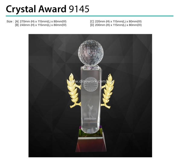 Crystal Award 9145 Golf Series Award Johor Bahru (JB), Malaysia Supplier, Wholesaler, Importer, Supply | DINO WORK SDN BHD