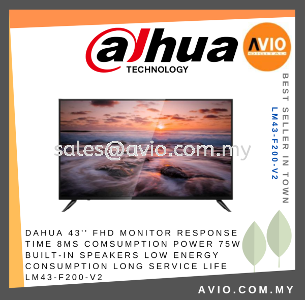 DAHUA 43'' FHD Monitor Response time 8ms Comsumption power 75W Built-in speakers Low energy consumption long service life LM43-F200-V2 DISPLAY DAHUA Johor Bahru (JB), Kempas, Johor Jaya Supplier, Suppliers, Supply, Supplies | Avio Digital