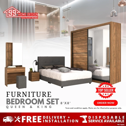 BRS13 BEDROOM SET FURNITURE SLIDING DOOR