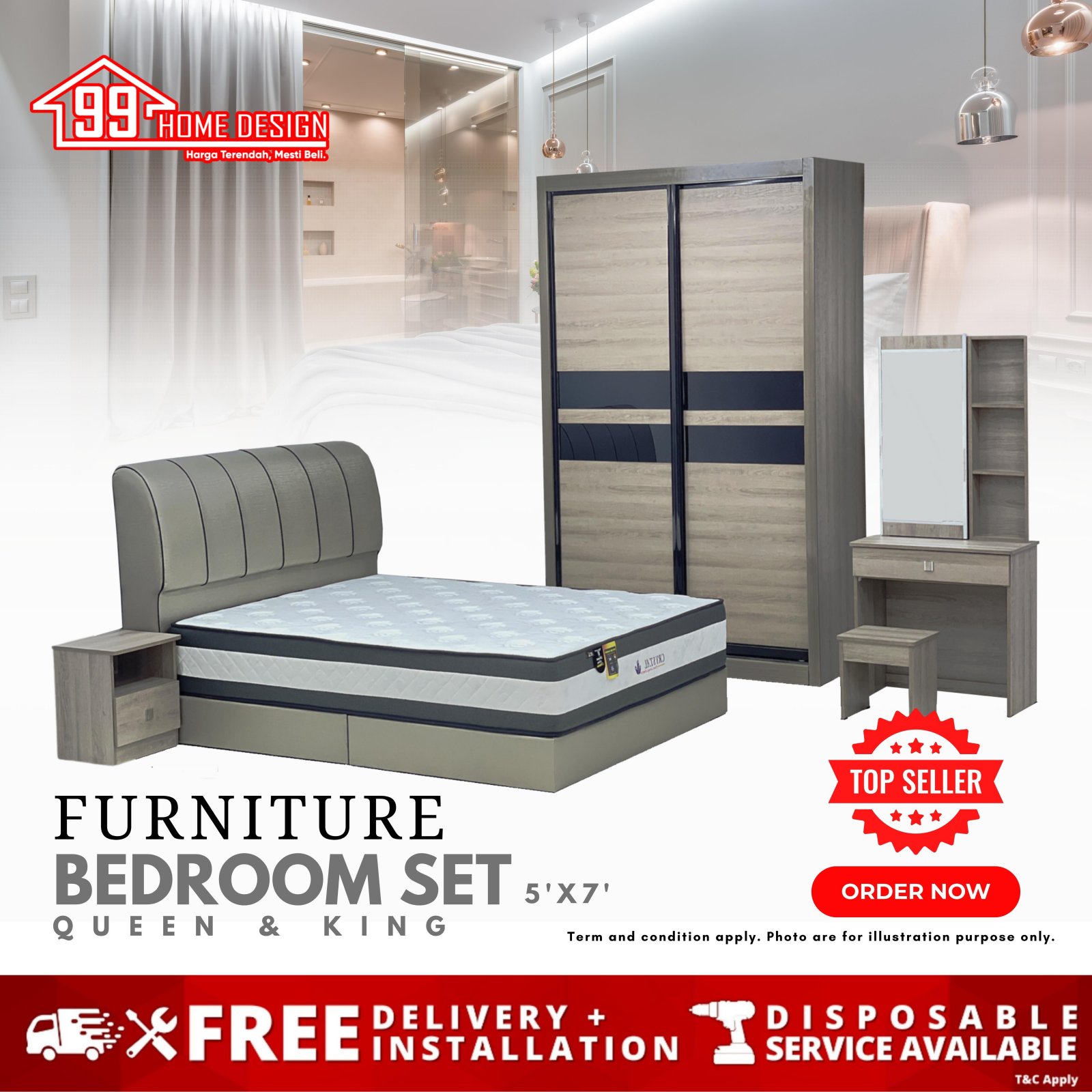 BRS5588 : BEDROOM SET (5'x7')