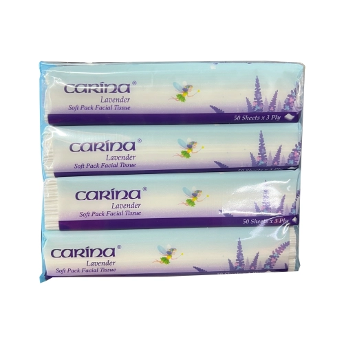 Carina Lavender Soft Pack Facial Tissue 50's x 3Ply 4Pack