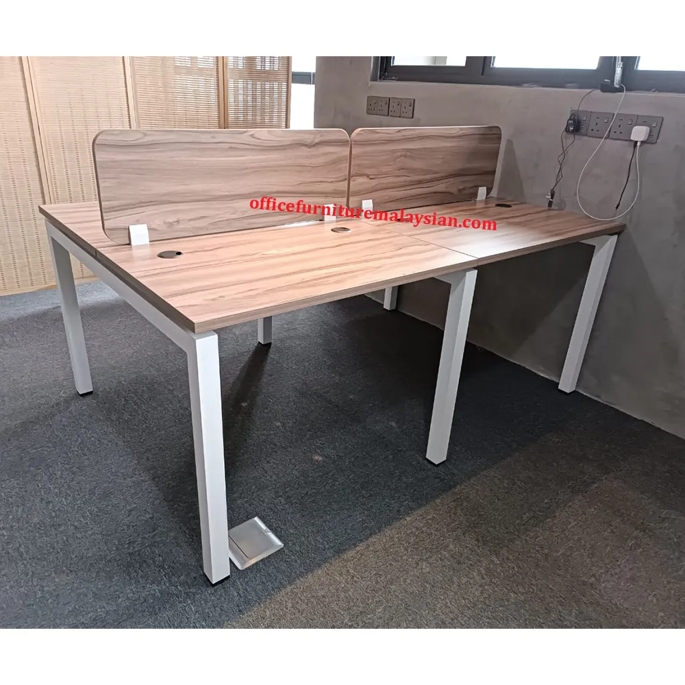 Workstation Cluster of 4 - Metal N Leg Table c/w Divider Board