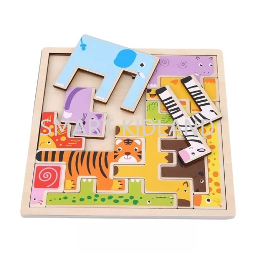 Animal Tetris Jigsaw Puzzle Block Toy Education Toy俄罗斯积木动物拼图(Ready Stock)-t061