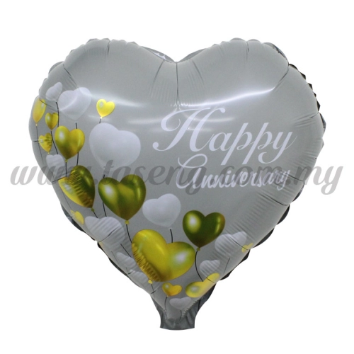 18inch Heart Shape Foil Balloon Happy Anniversary (FB-MC-V138)