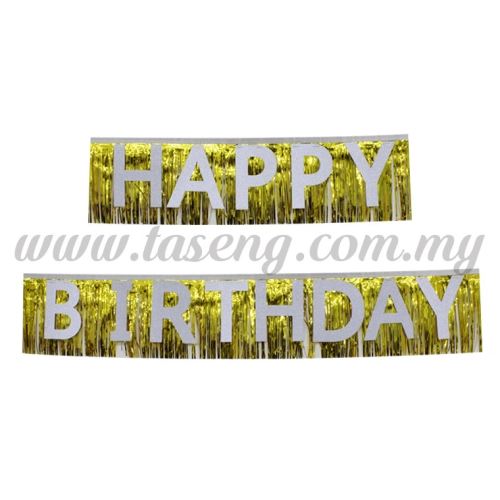 Banner Happy Birthday (Glitter Silver) Gold (P-BNGS-GO)