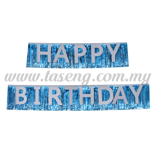 Banner Happy Birthday (Glitter Silver) Blue (P-BNGS-B)