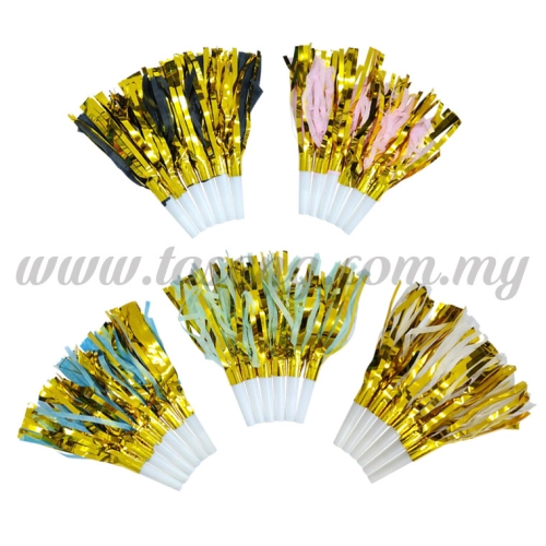 Fringed Foil Party Blowers 6pcs (F-DBG-6)