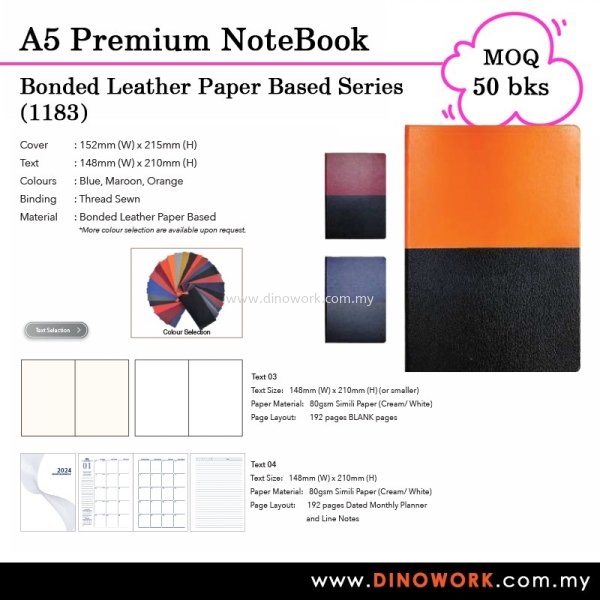 A5 Premium Note Book 1183 Note Book Diary 2024 Johor Bahru (JB), Malaysia Supplier, Wholesaler, Importer, Supply | DINO WORK SDN BHD