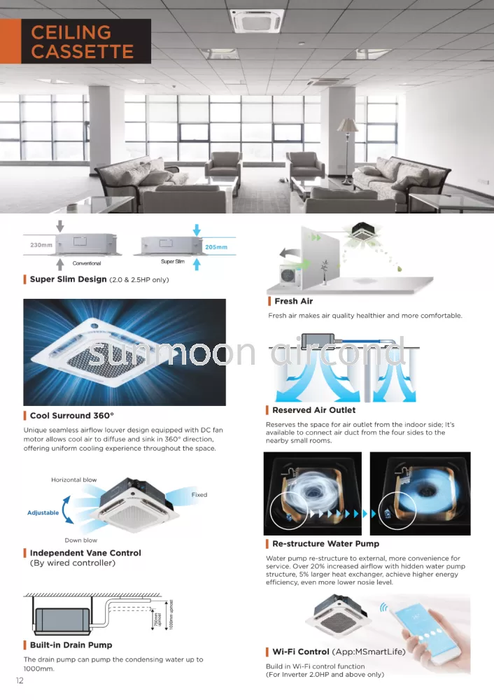 LOW NOISE MIDEA AIR CONDITIONER 2.0HP R32 INVERTER CEILING CASSETTE (MCX-24CRFNX) - HVAC SPECIALIST